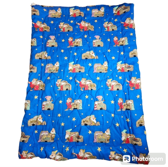 Vintage "Snow White Seven Dwarves" Double Sided Twin Comforter Blanket USA Made - Picture 7 of 16